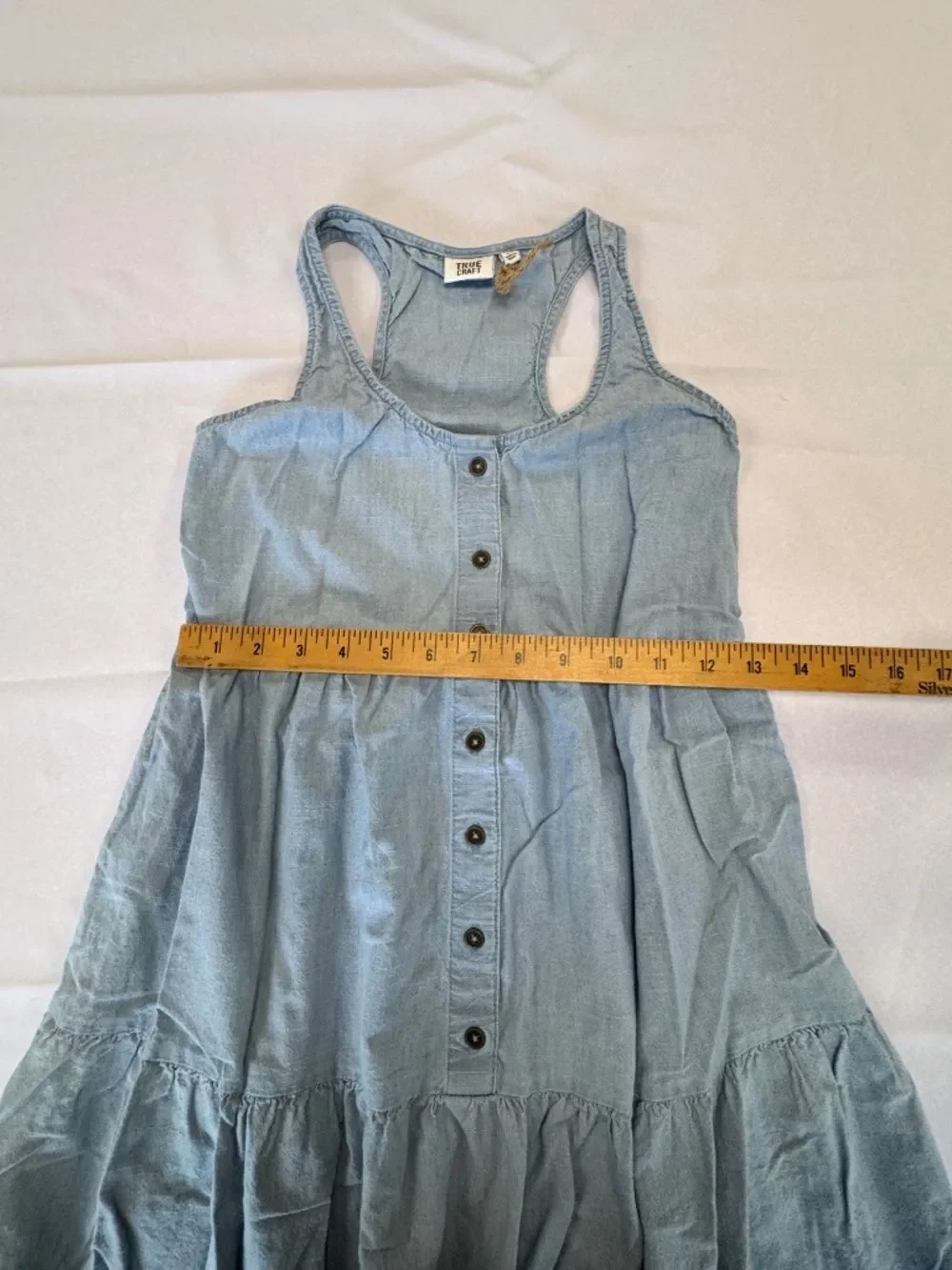 True Craft Juniors Light Wash Denim Tiered Sundress Size XS